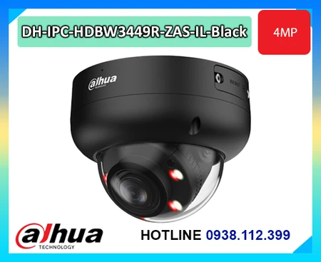 Camera Dahua DH-IPC-HDBW3449R-ZAS-IL-Black, Camera IP Dome 4MP Dahua WizSense, Camera Dahua Smart Dual Light 50m, Camera Dahua vari-focal 2.7-13.5mm, Camera AI Dahua SMD 4.0