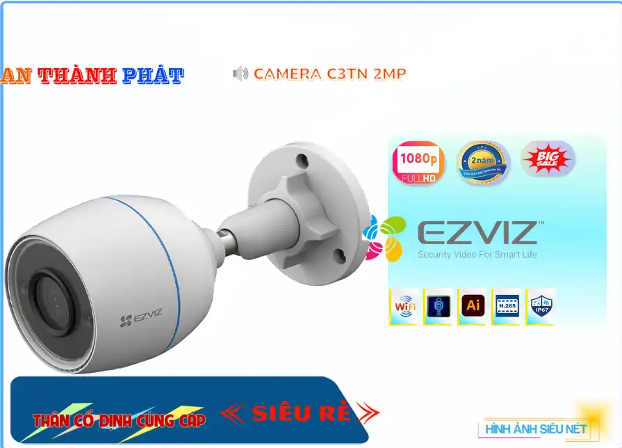 C3TN 2MP sắc nét Wifi Ezviz C3TN 2MP sắc nét Wifi Ezviz