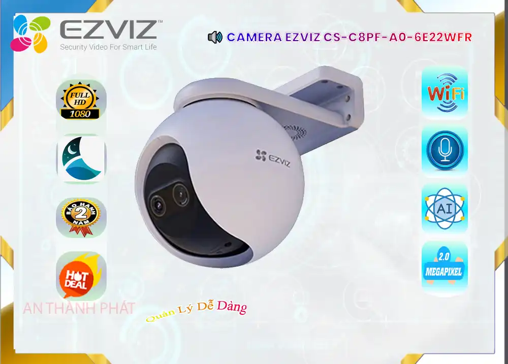 CS-C8PF-A0-6E22WFR sắc nét Wifi Ezviz