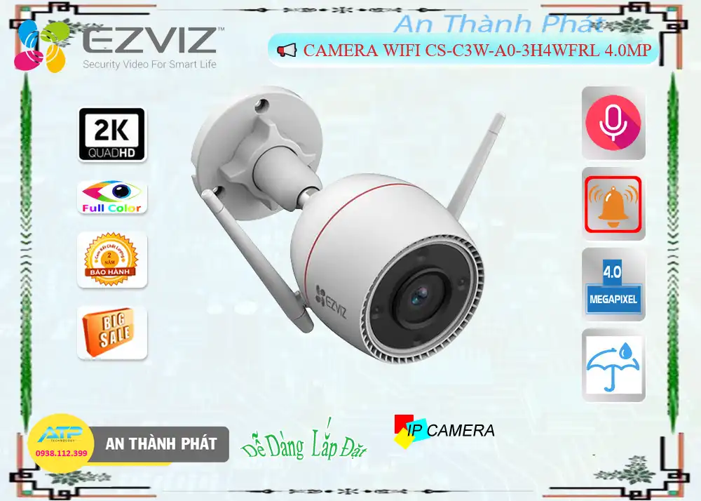 CS-H3c-R100-1K3WKFL sắc nét Wifi Ezviz ➠