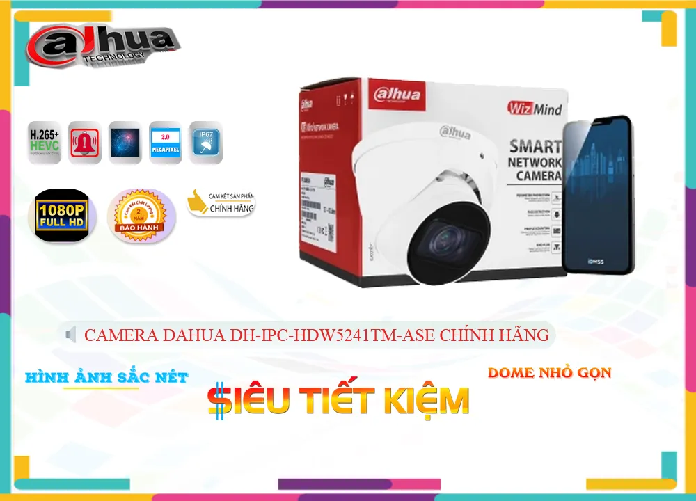 DH-IPC-HDW5241TM-ASE sắc nét Dahua DH-IPC-HDW5241TM-ASE sắc nét Dahua