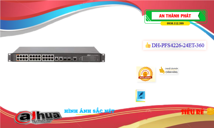 Switch chuyển đổi mạng Dahua DH-PFS4226-24ET-360 Switch chuyển đổi mạng Dahua DH-PFS4226-24ET-360