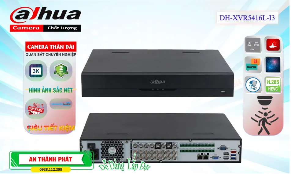 ✔ Đầu Thu KTS  Dahua DH-XVR5416L-I3 Chức Năng Cao Cấp