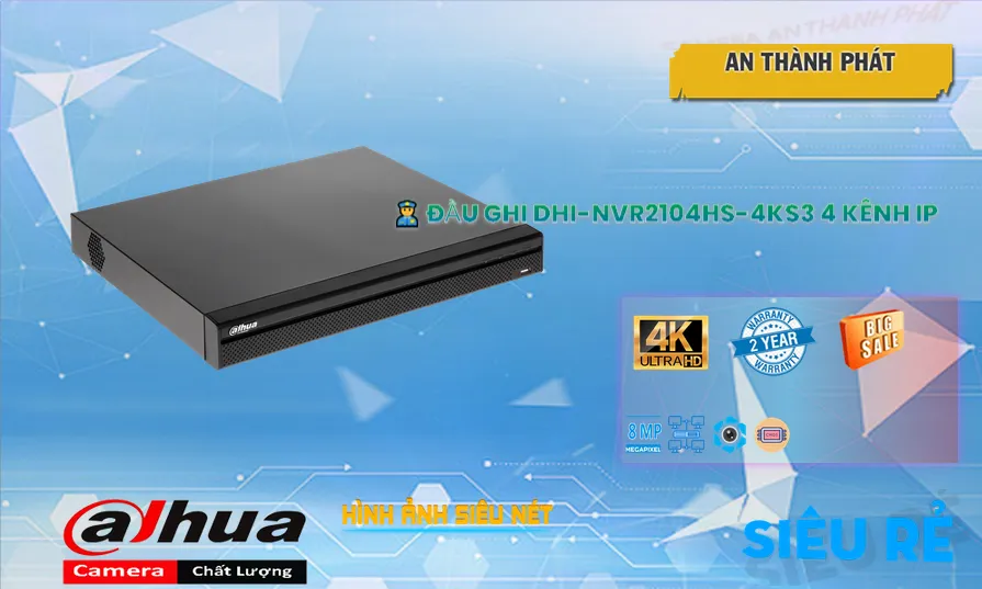 ✲  DHI-NVR2104HS-4KS3 Dahua Thiết kế Đẹp