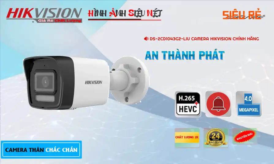 DS-2CD1043G2-LIU sắc nét Hikvision