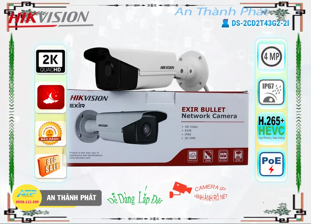DS-2CD2T43G2-2I sắc nét Hikvision DS-2CD2T43G2-2I sắc nét Hikvision