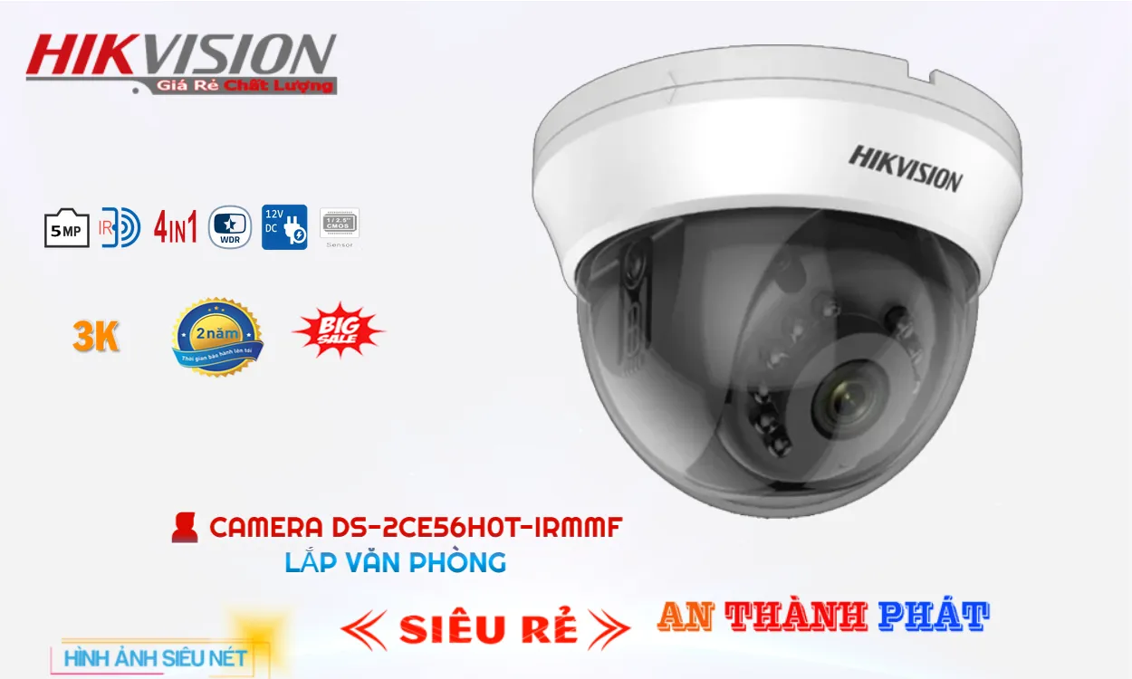 ➠  DS-2CE56H0T-IRMMF sắc nét Hikvision