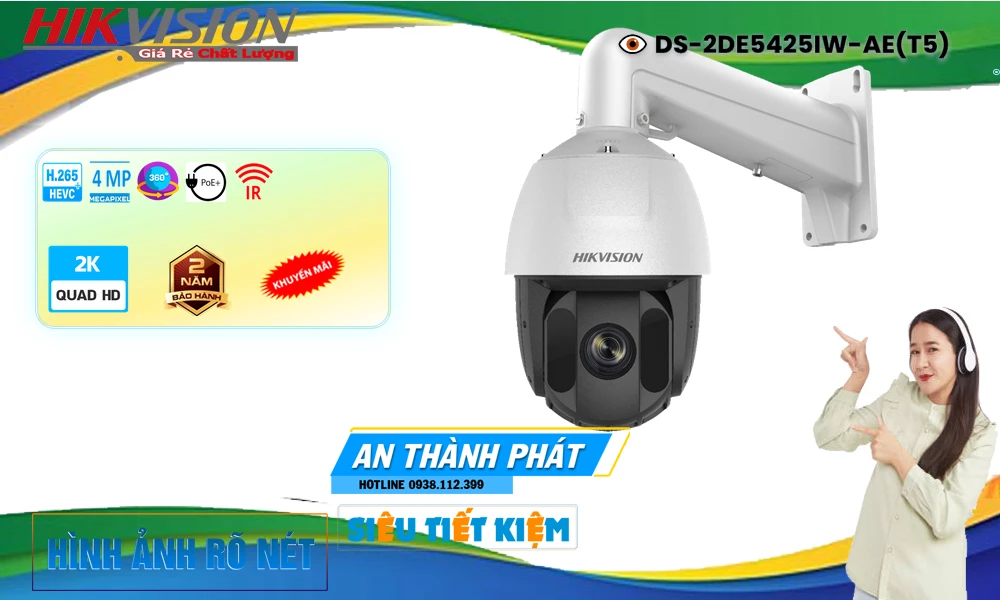 DS-2DE5425IW-AE(T5) sắc nét Hikvision