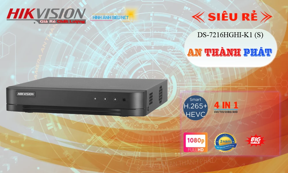 DS-7216HGHI-K1(S) sắc nét Hikvision