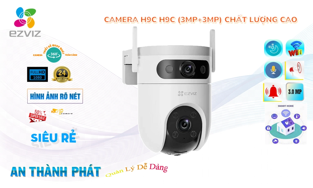 H9C (3MP+3MP) Camera Không Dây Wifi Ezviz ✨