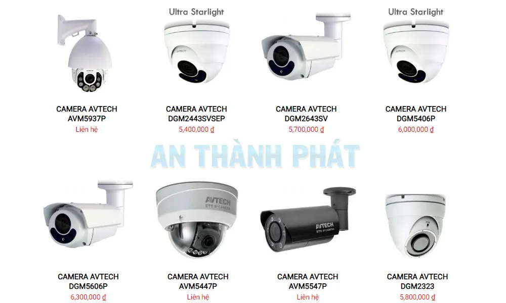 ảnh bảng giá sản phẩm tiandy